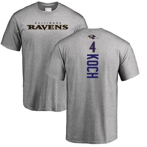 Men Baltimore Ravens Ash Sam Koch Backer NFL Football #4 T Shirt